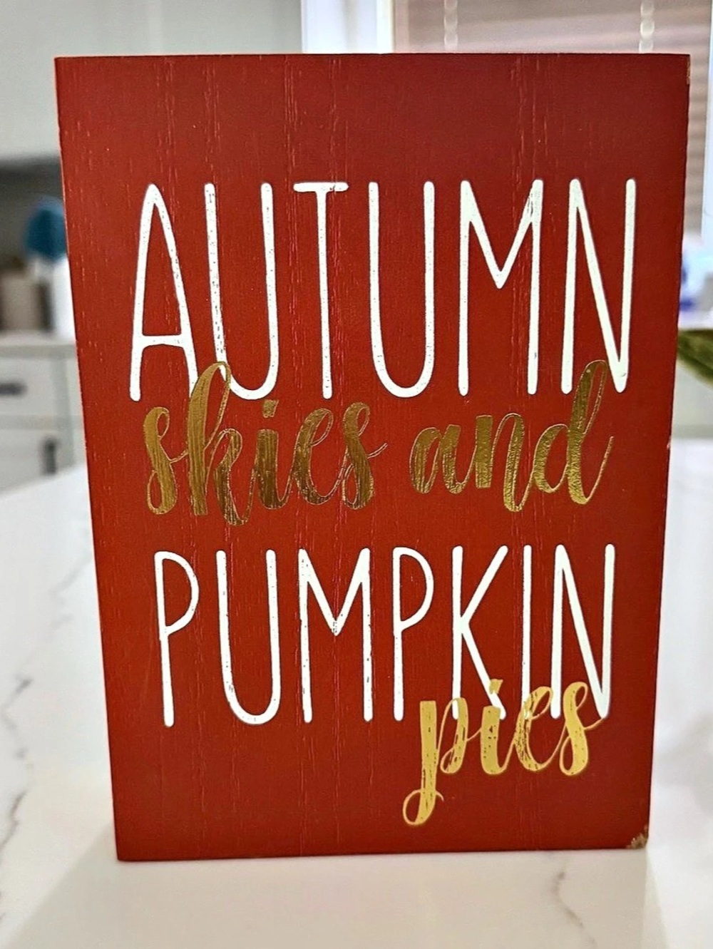 Red & Gold Autumn Leaves and Pumpkin Shadow Box Decor